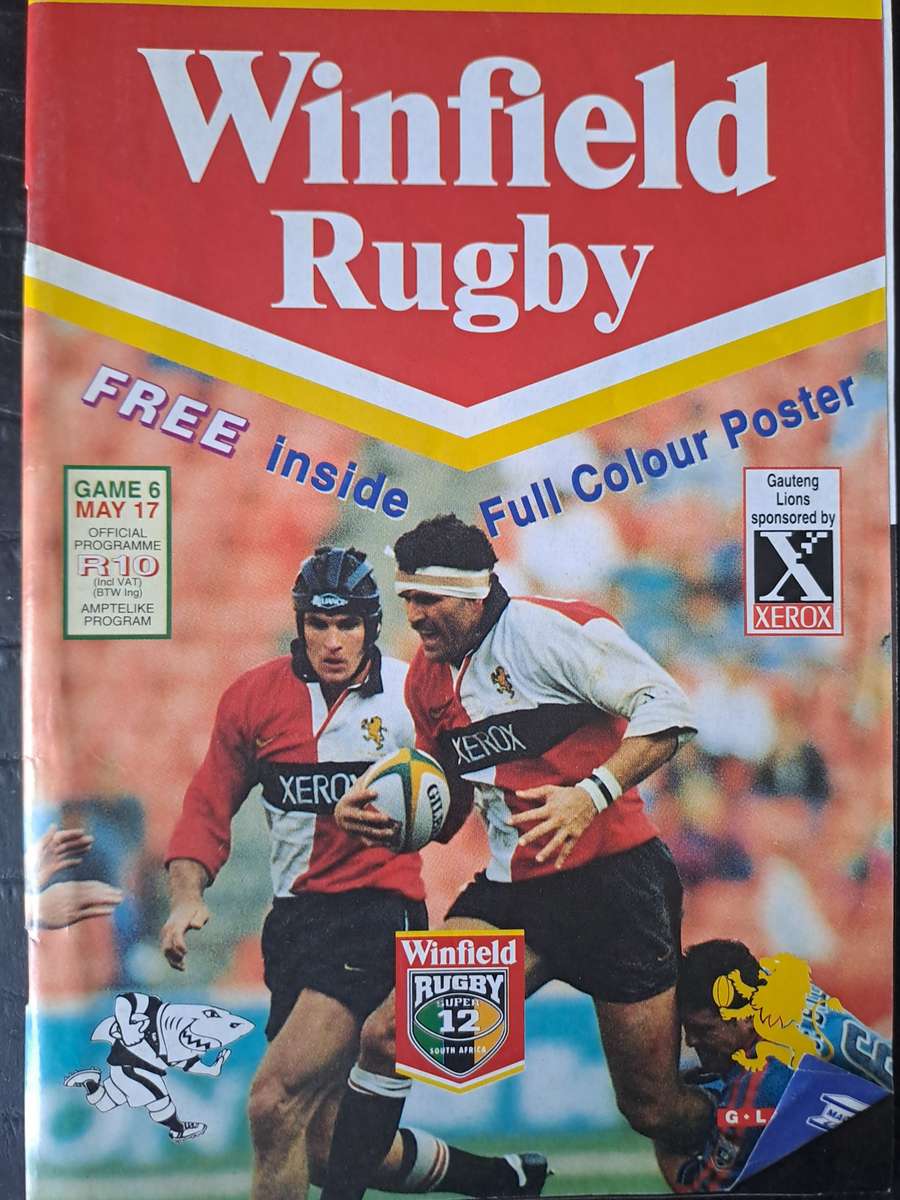 Rugby programme Gauteng Lions v Natal Sharks 17 May 1997 Super 12 Ellis Park