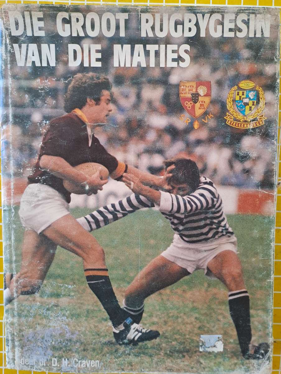 Rugby book. Die Groot rugbygesin van die Maties. Hard cover with dust wrapper
