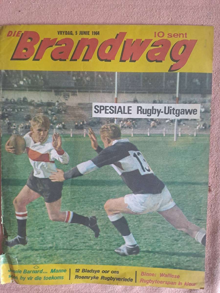 Rugby photo. Original magazine photo Jannie Barnard 1964