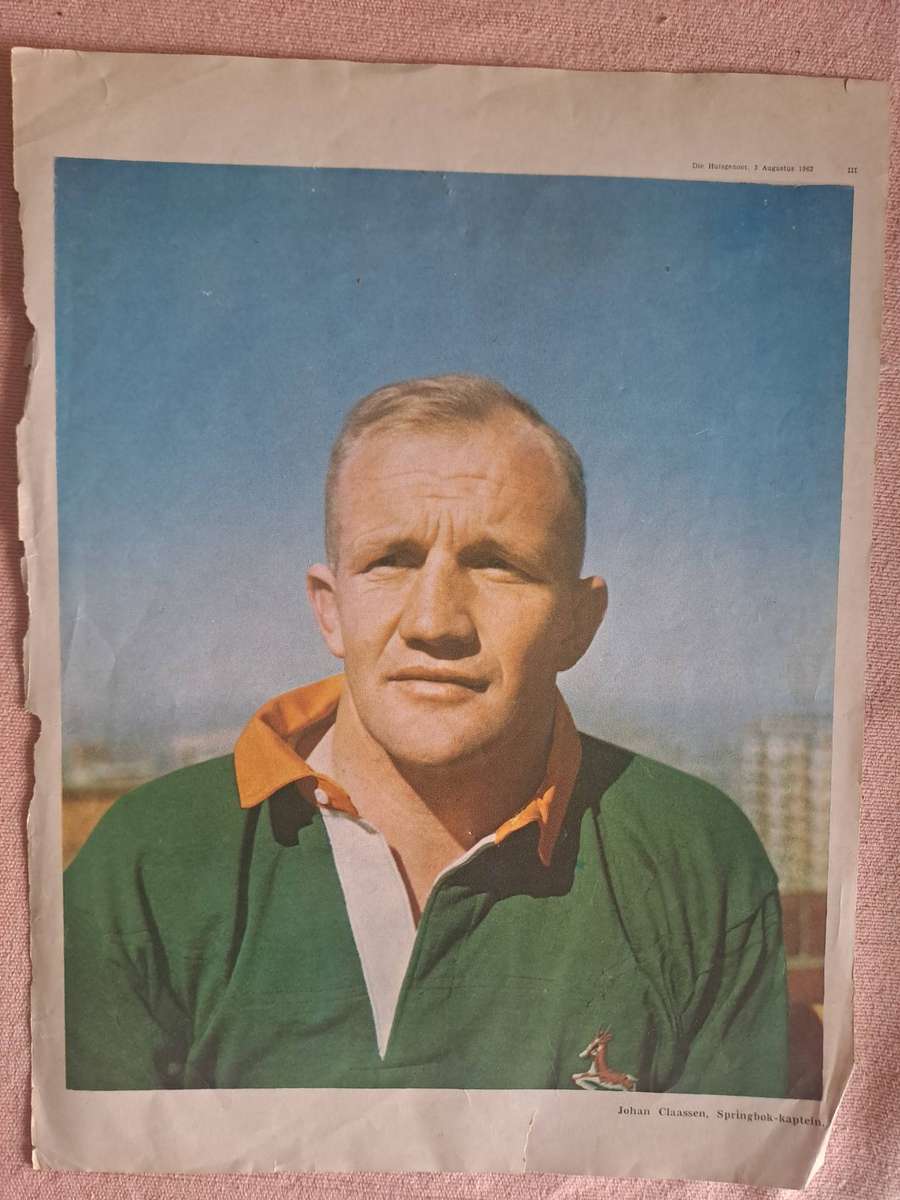 Rugby photo. Original magazine photo Johan Claassen 1962