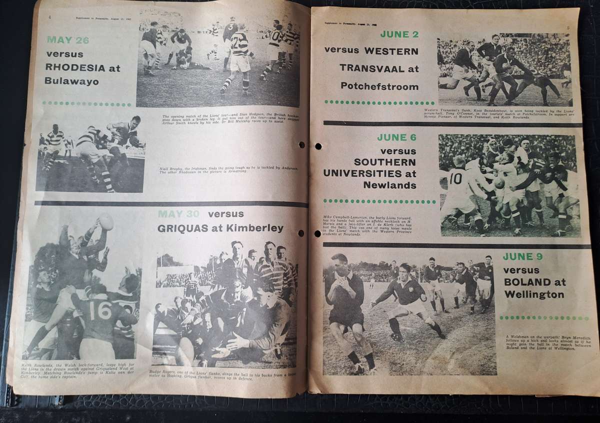 Rugby brochure. Supplement Personality Post tour British & Irish Lions to SA 18 pp See below