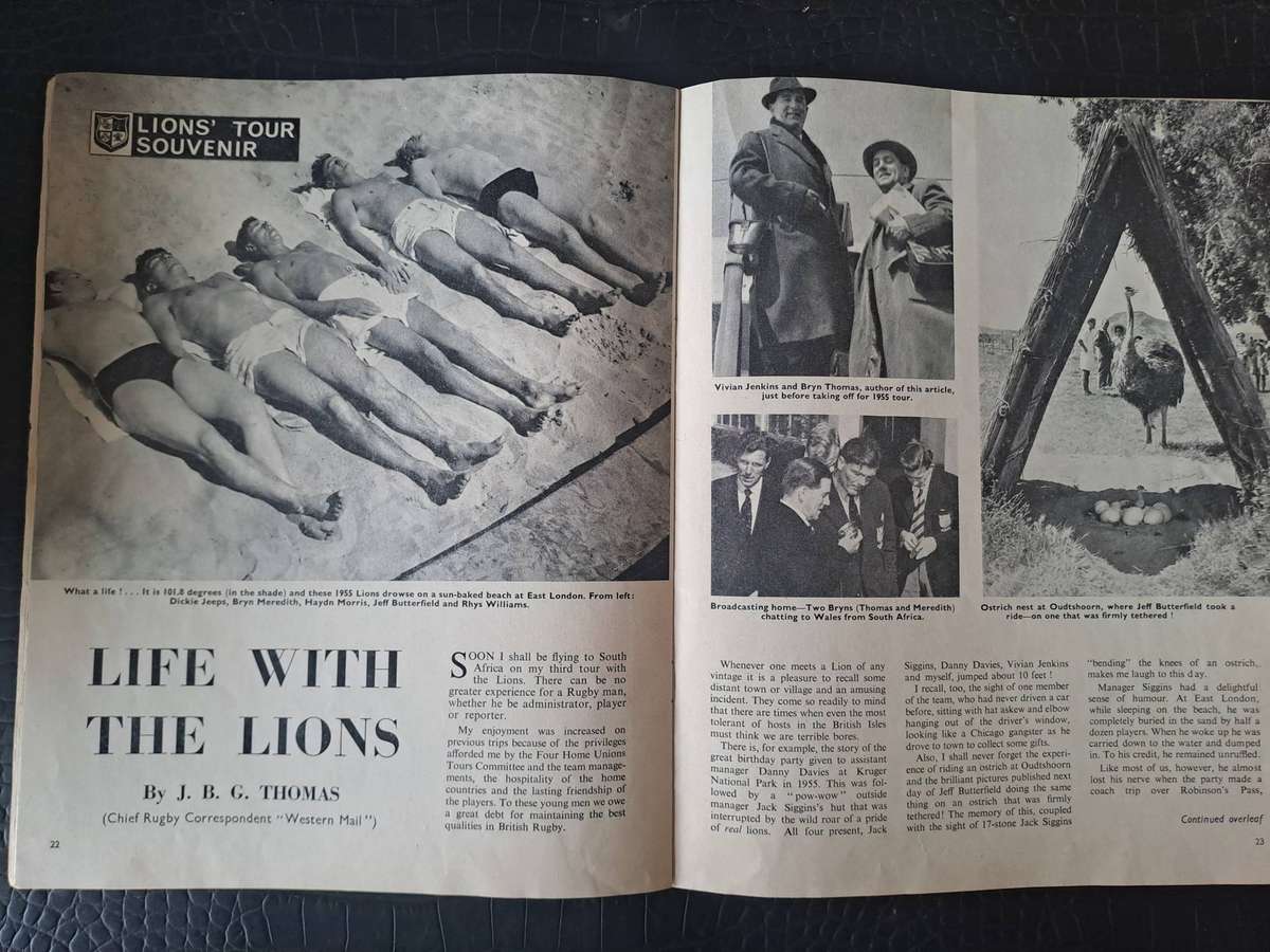 Rugby World magazine includes 12 page insert on 1962 British Lions to SA