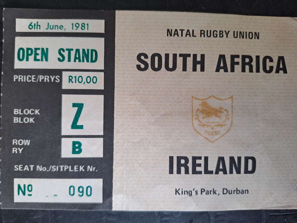 Rugby ticket. South Africa v Ireland 6 June 1981 King's Park
