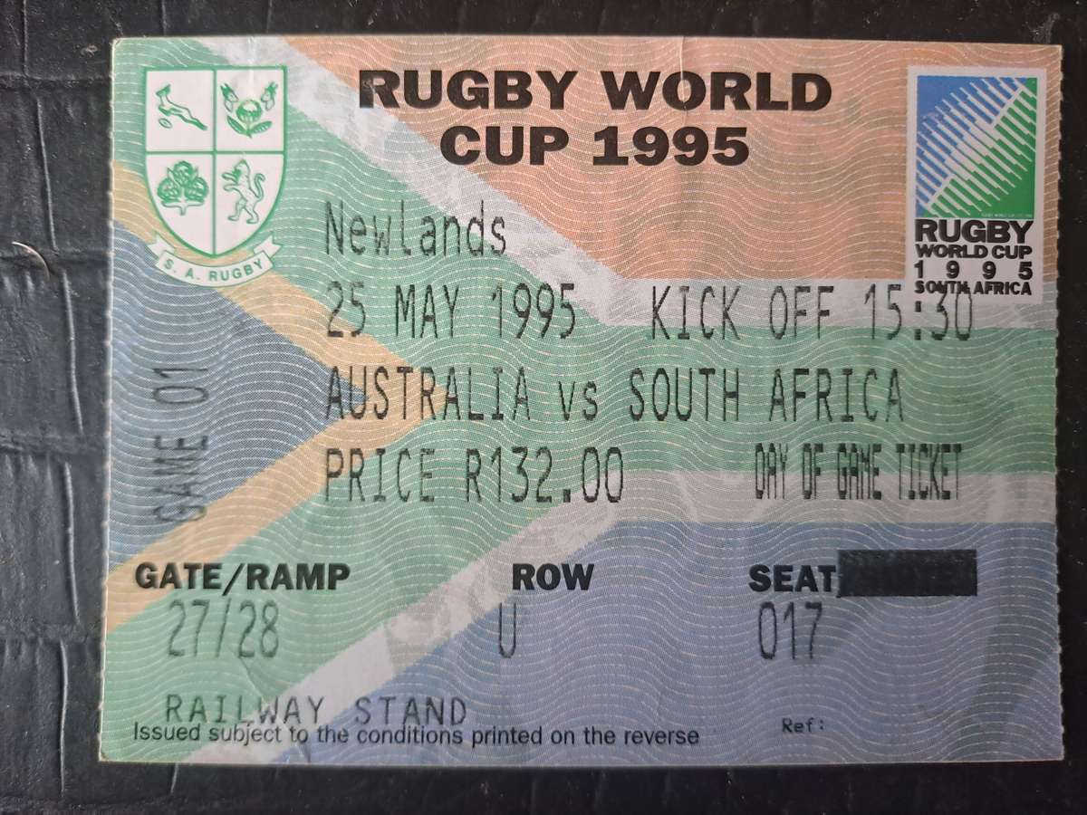 Rugby ticket. South Africa v Australia 25 May 1995 RWC Newlands opening game