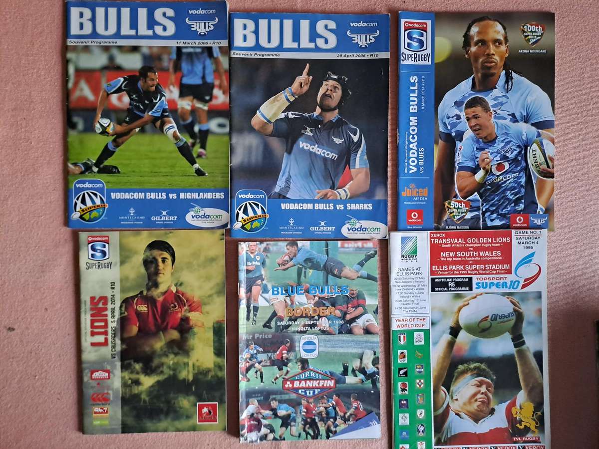 Rugby programmes Bundle of 6 South African provincial/Super rugby programmes