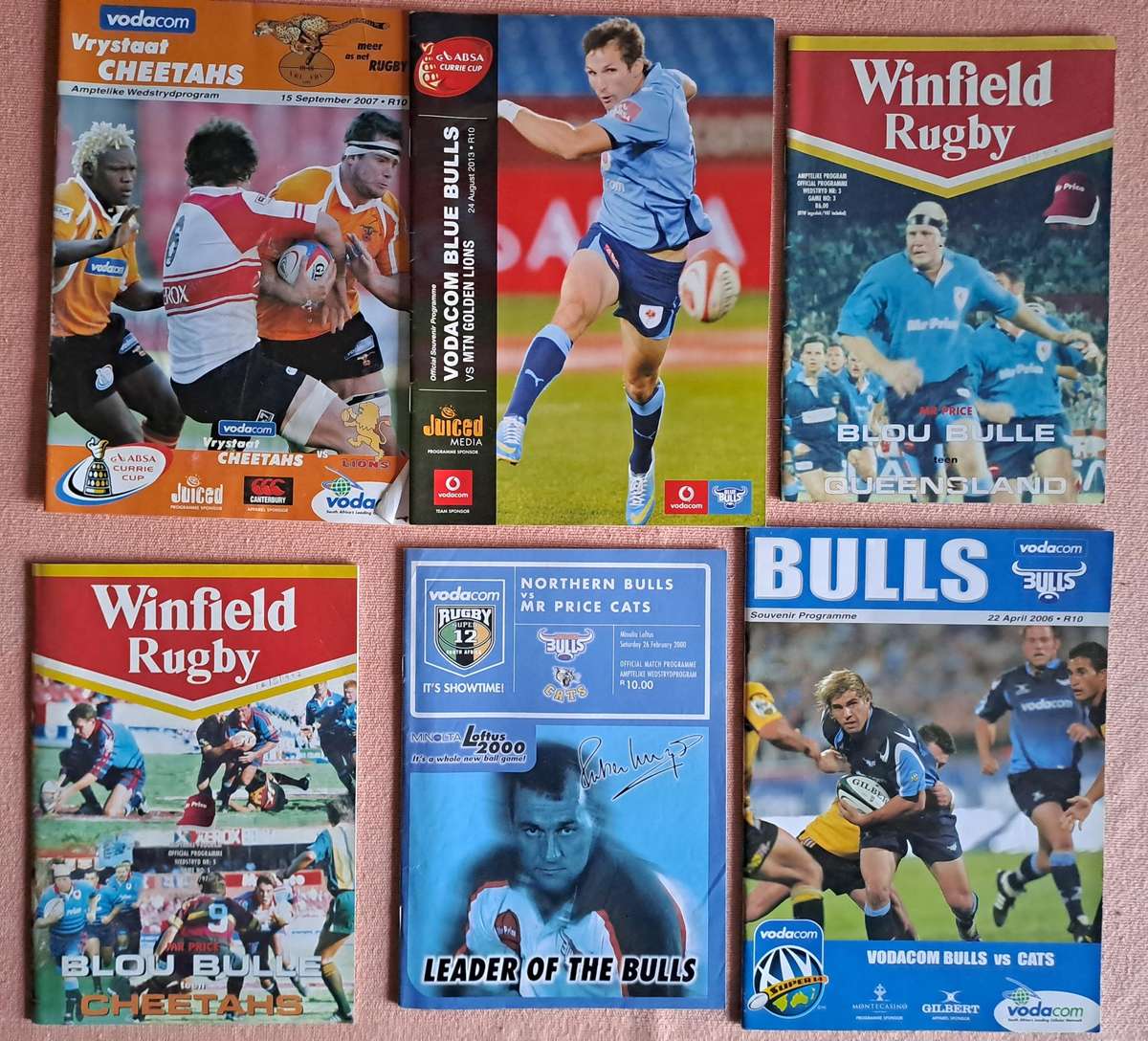 Rugby programmes Bundle of 6 South African provincial/Super rugby programmes