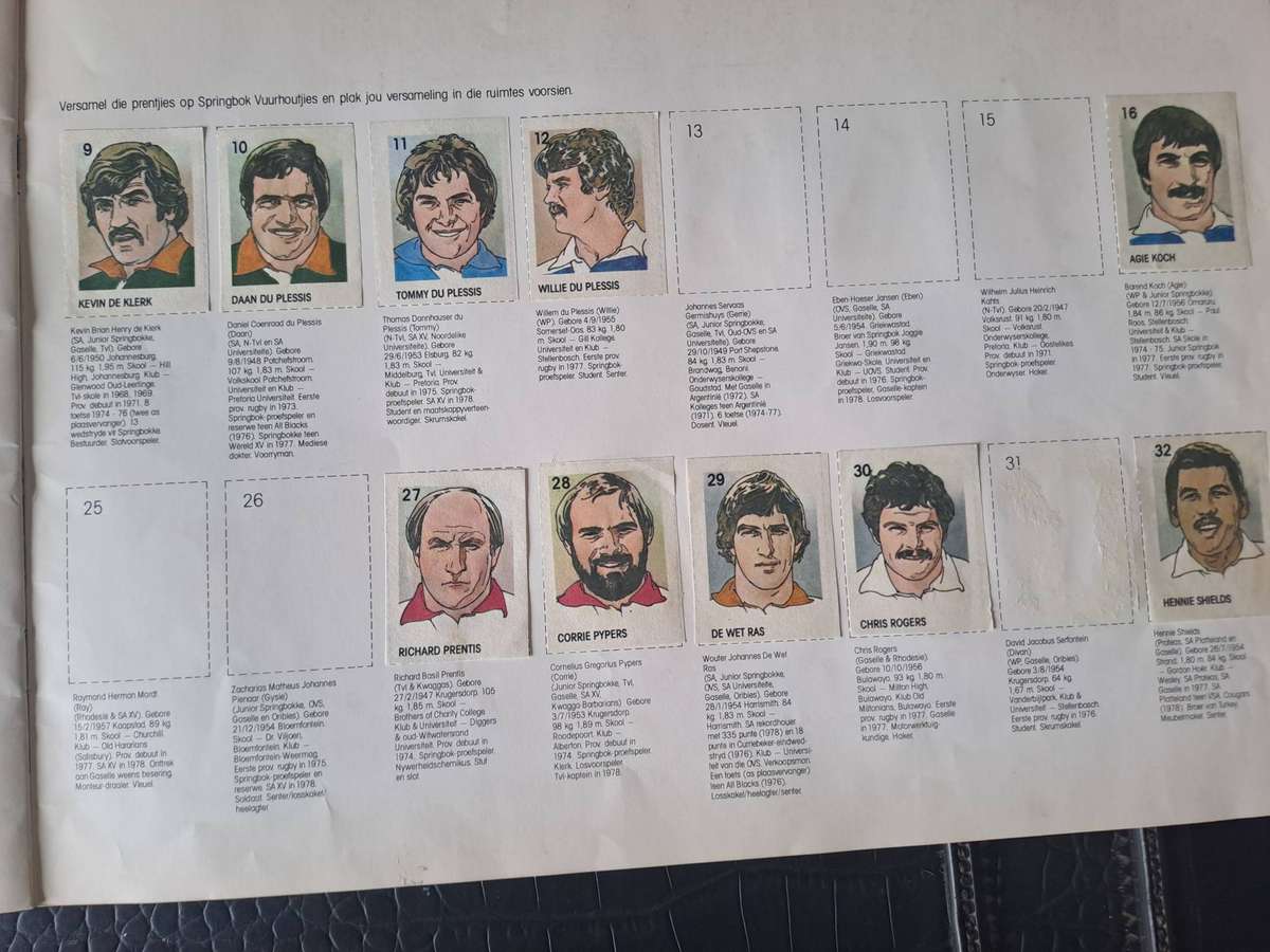 Rugby collectors album. 1980 British Lions to SA with 48 pictures pasted down