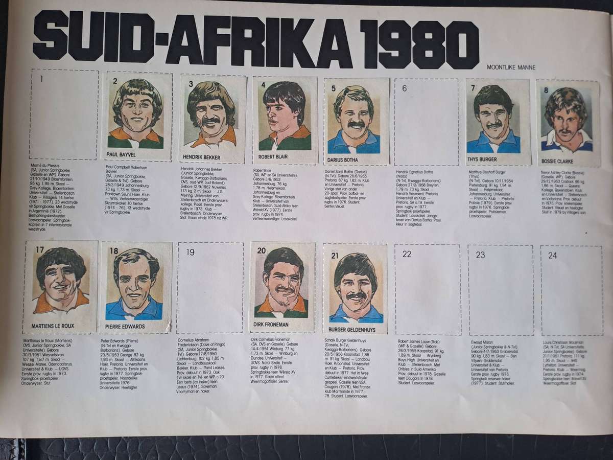 Rugby collectors album. 1980 British Lions to SA with 48 pictures pasted down