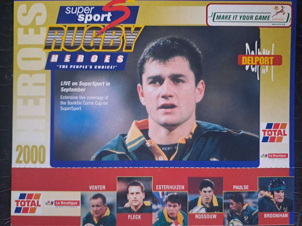 Rugby card. SuperSport/Total 2000 Rugby Heroes. Thinus Delport