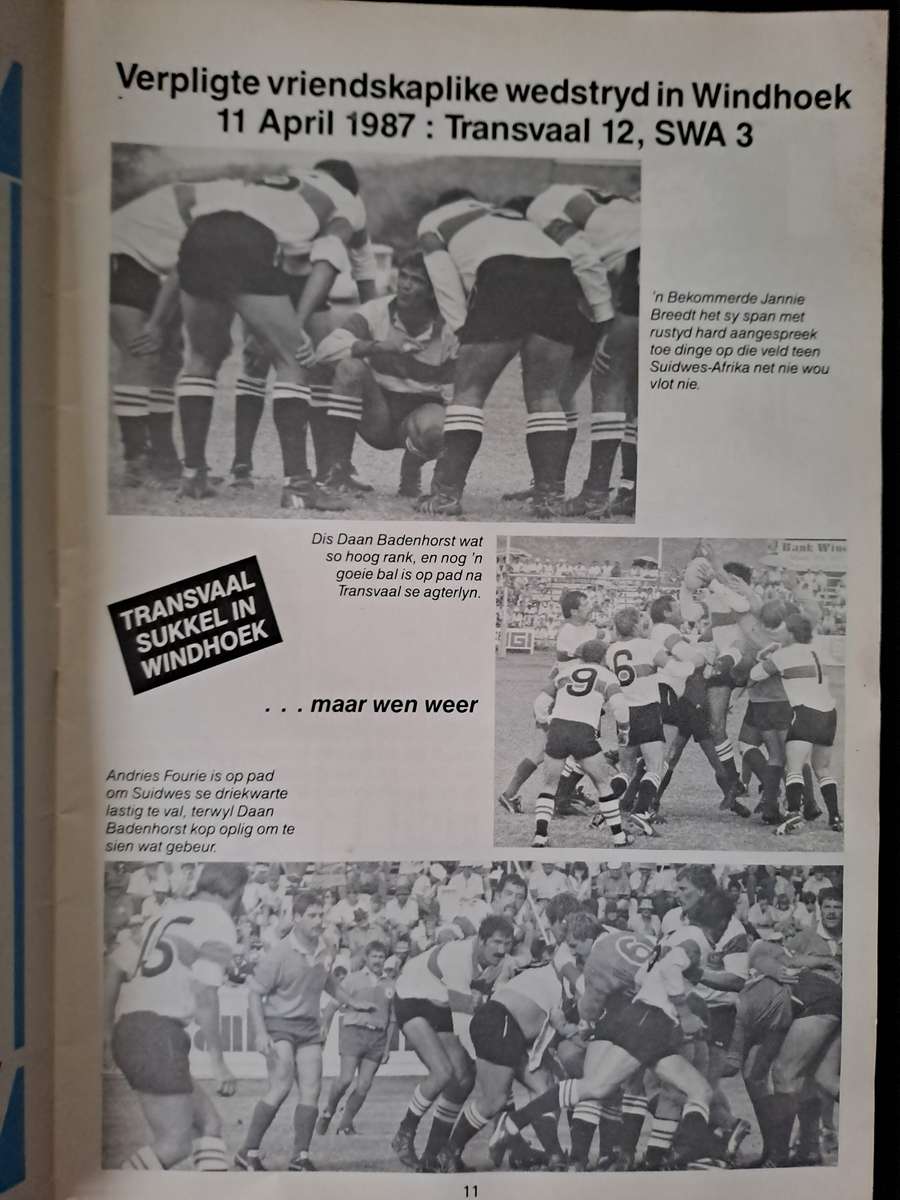 Rugby programme/brochure Transvaal 1987 season in pictures 42 pp