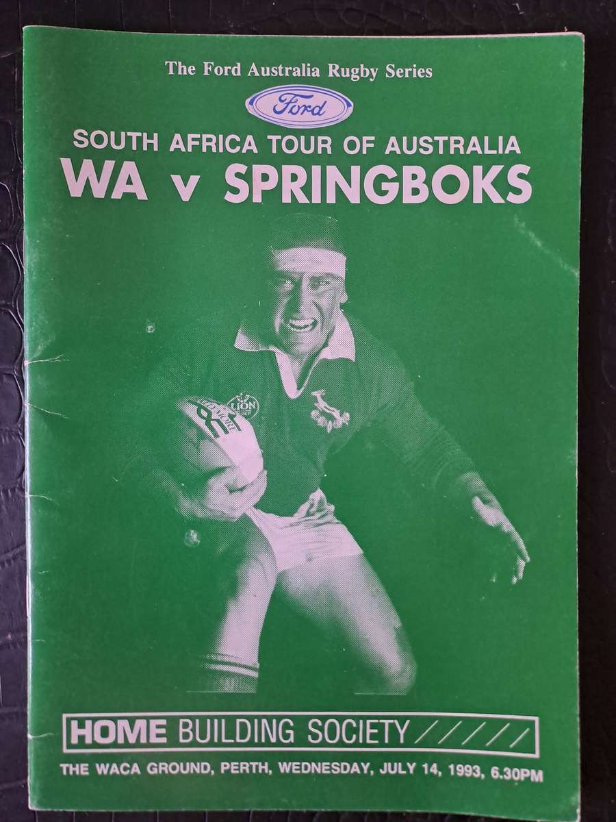 Rugby programme Western Australia v Springboks 14 July 1993