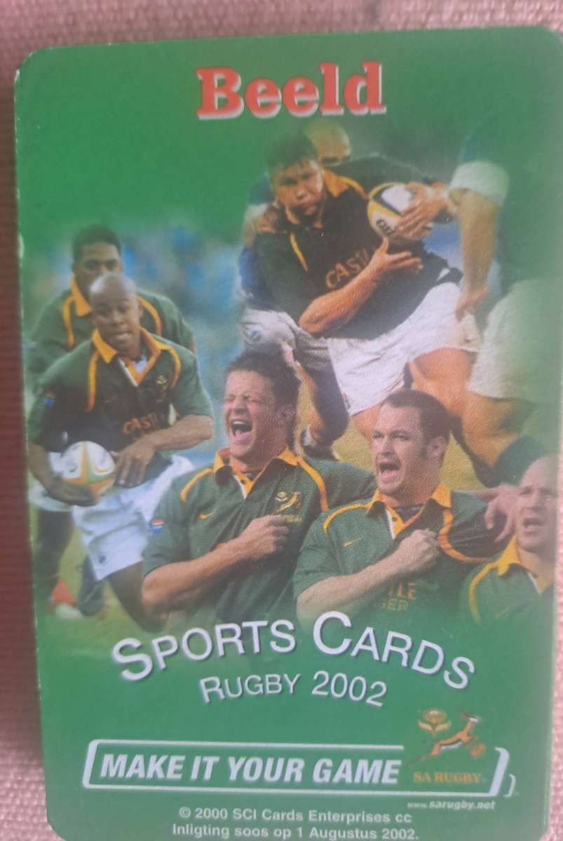 Rugby cards. Complete set of 2002 Springbok cards (28 cards in the set)