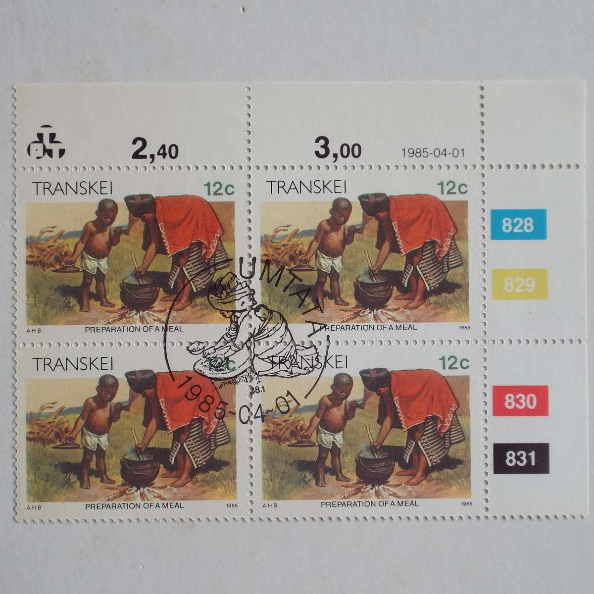 Transkei - 1985 Addt value to 2nd Defin Issue - 12c - Control Block of 4 - CTO