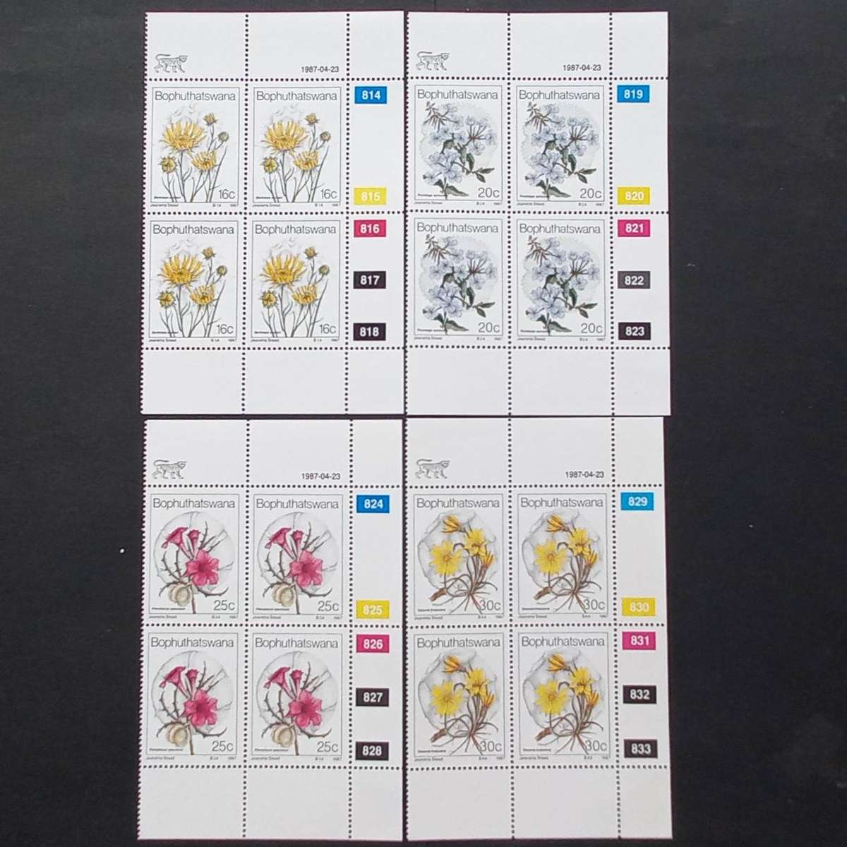 Bophuthatswana - 1987 Wild Flowers - Full Set of Controls - UMM