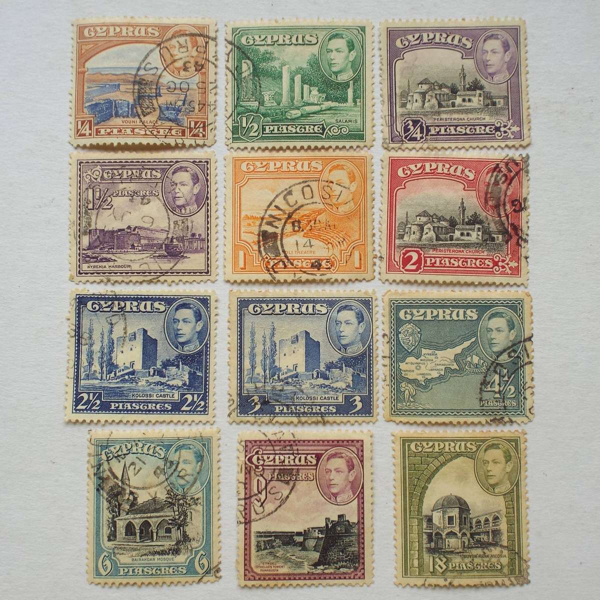 CYPRUS - 1938 Defin Issue "KGVI" - Part Set of Singles - Used