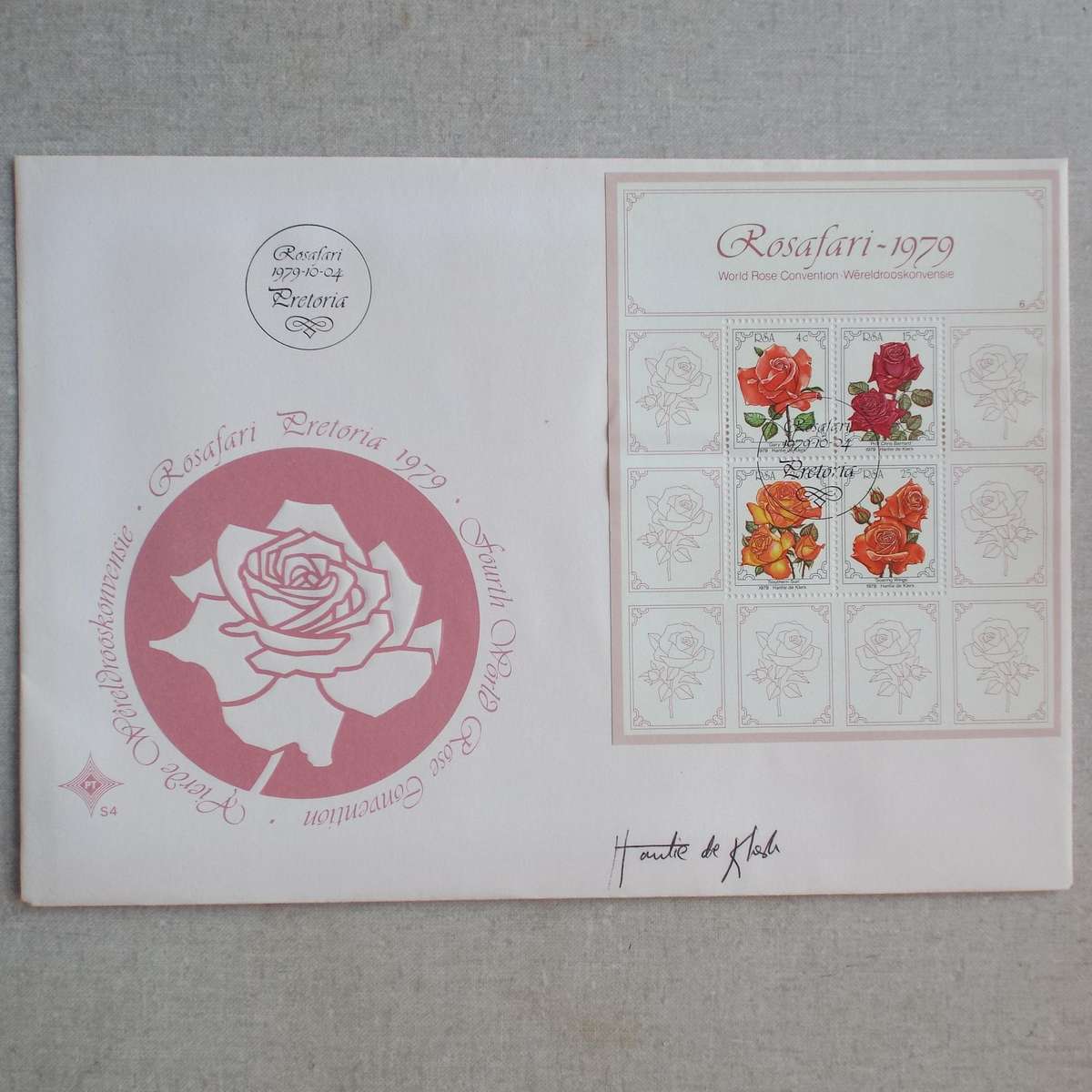 RSA - 1979 4th Rose Convention - FDC # S4 and 3.19 - Signed by Artist