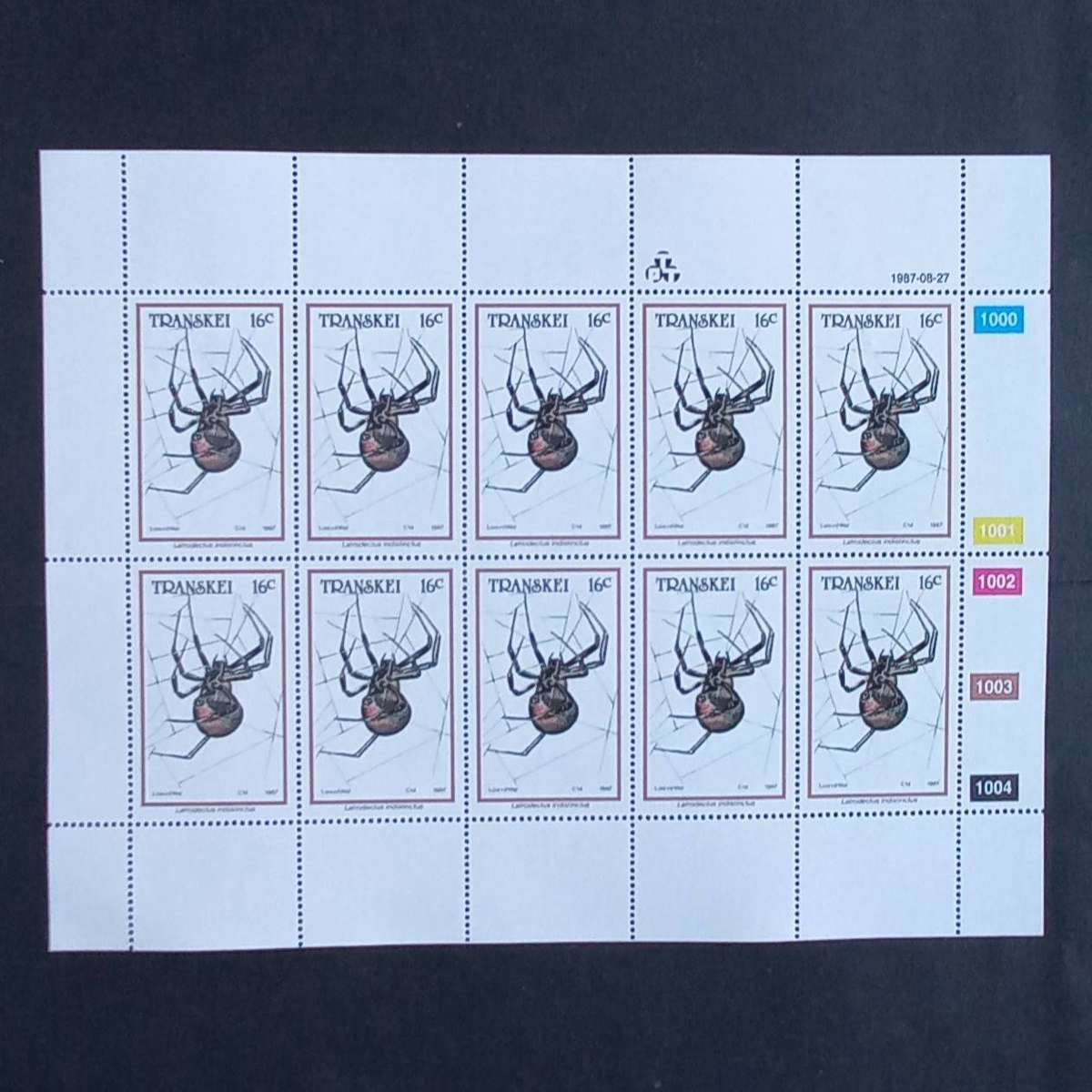 Transkei - 1987 Spiders - Full Set of Sheetlets of 10 - MNH
