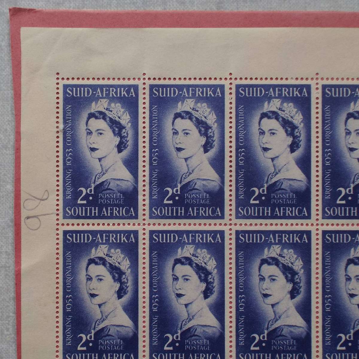 Union - 1953 Coronation of QEII - Full Sheet of 60 (Left Side of Gutter) - Unused