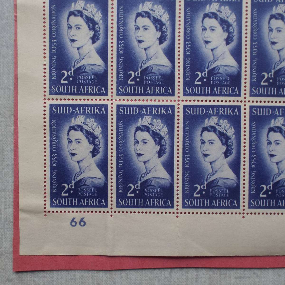 Union - 1953 Coronation of QEII - Full Sheet of 60 (Left Side of Gutter) - Unused