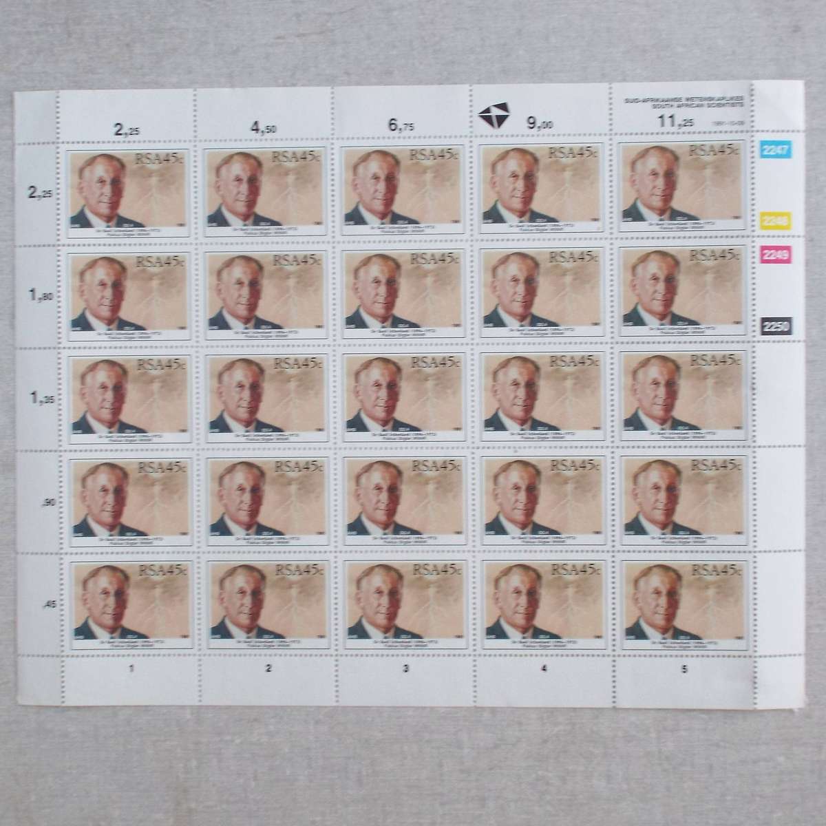 RSA - 1991 South African Scientists - Set in Full Sheet/Block - Unused