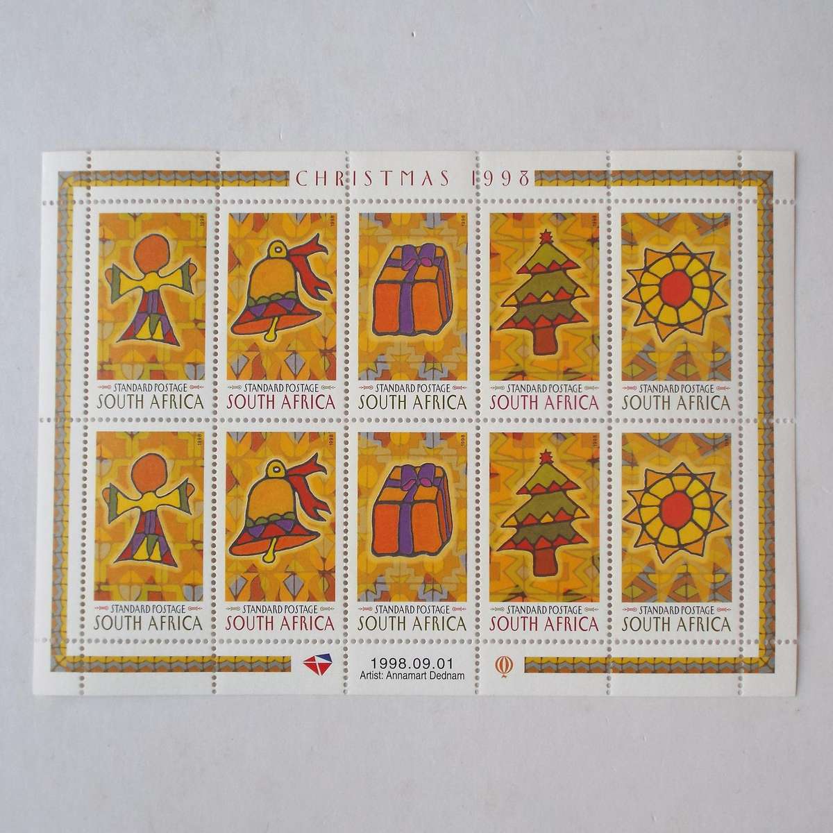 RSA - 1998 Christmas - Full Sheetlet of 10 - MNH