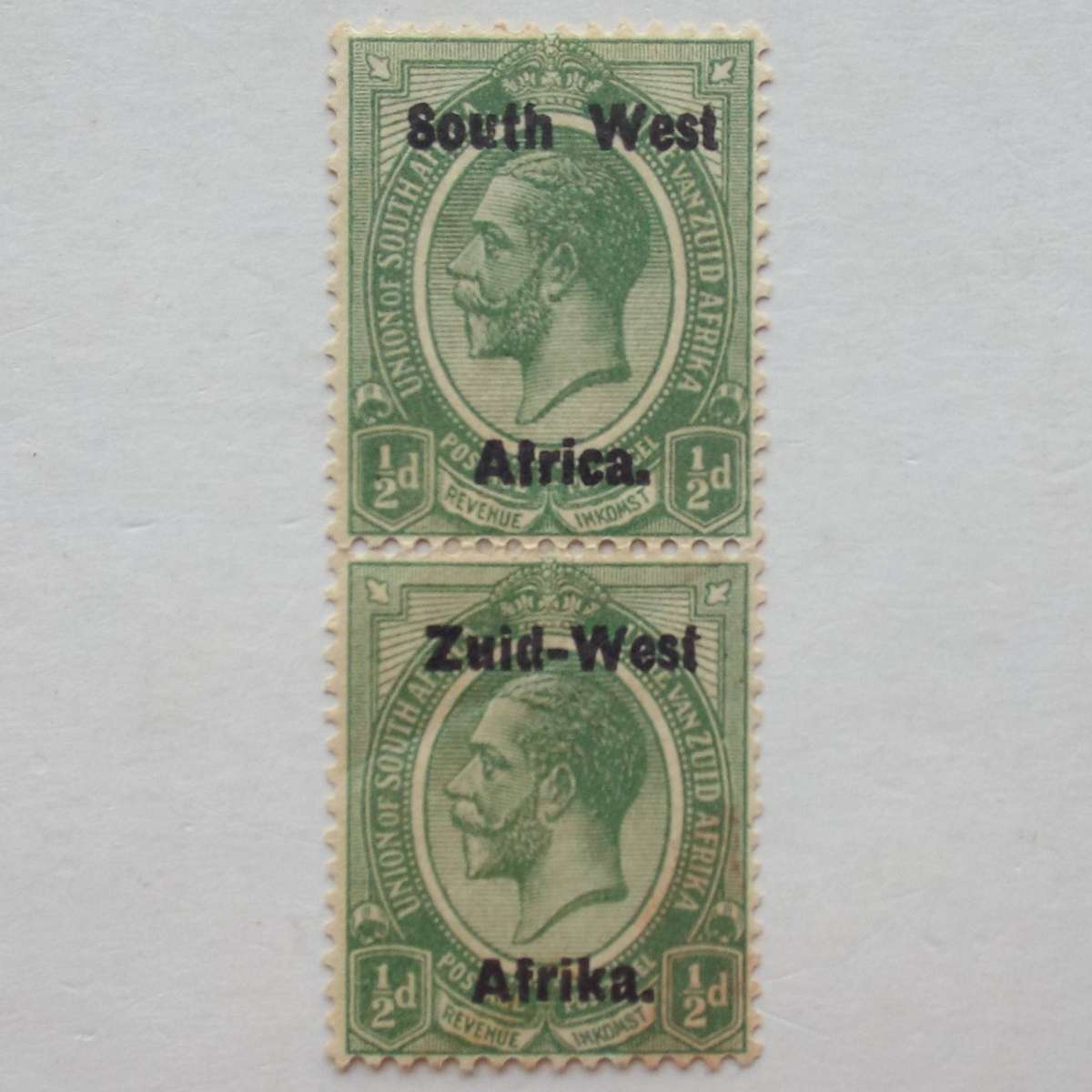 SWA - 1923 Defin Issue "KGV" Optd - 1/2d Green - Pair - Unused