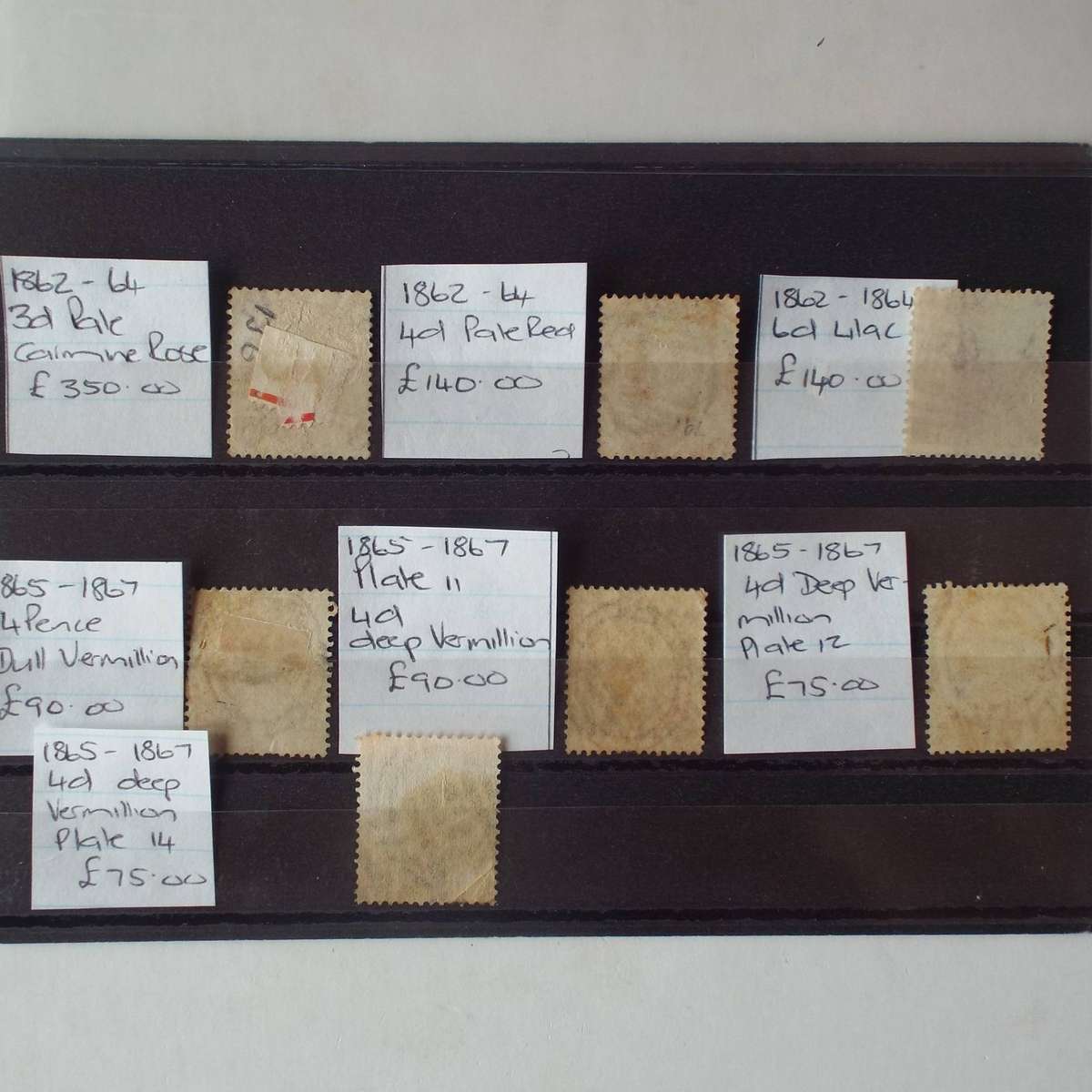 GB QV 1864-1867 Selection of 7 Stamps - Different Values & Plates