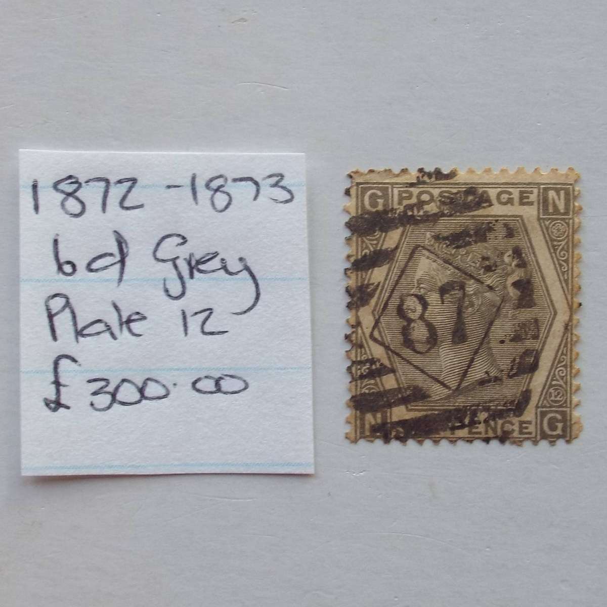 GB "QV" - 1872-73 6d Grey - Plate 12 - Fine Used