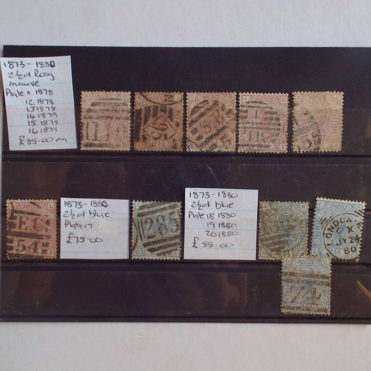 GREAT BRITAIN - 1873-80 Defin Issue "QV" - 2,5d Collection with Various Plate No.s