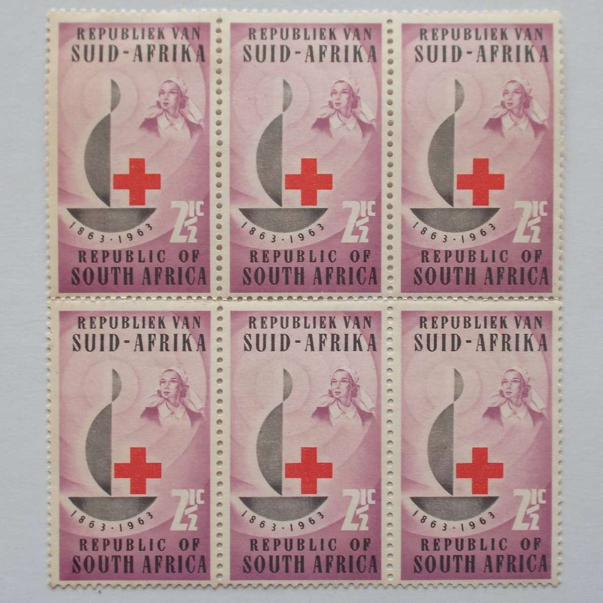 RSA - 1963 Centenary of Red Cross - 2,5c - Block of 6 - UMM