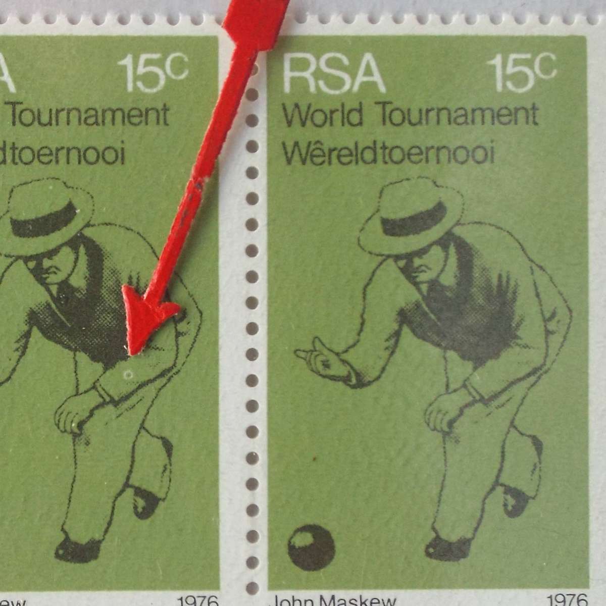 RSA - 1976 World Bowls Championships - 15c - Strip of 4 (Error) - UMM