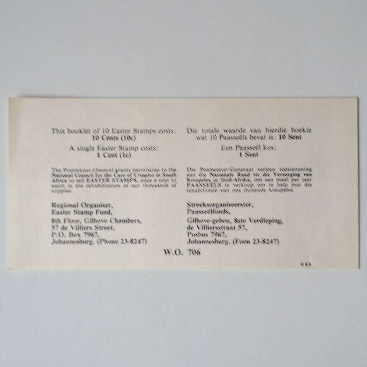 Cinderella's - RSA 1972 Easter Stamps "Help Cripples" - Compete Booklet of 10 stamps
