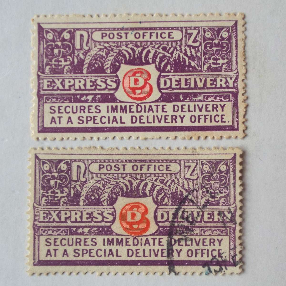 New Zealand - 1903 Express Delivery Stamps - 6d Red and Violet - Singles - Unused and Fine Used