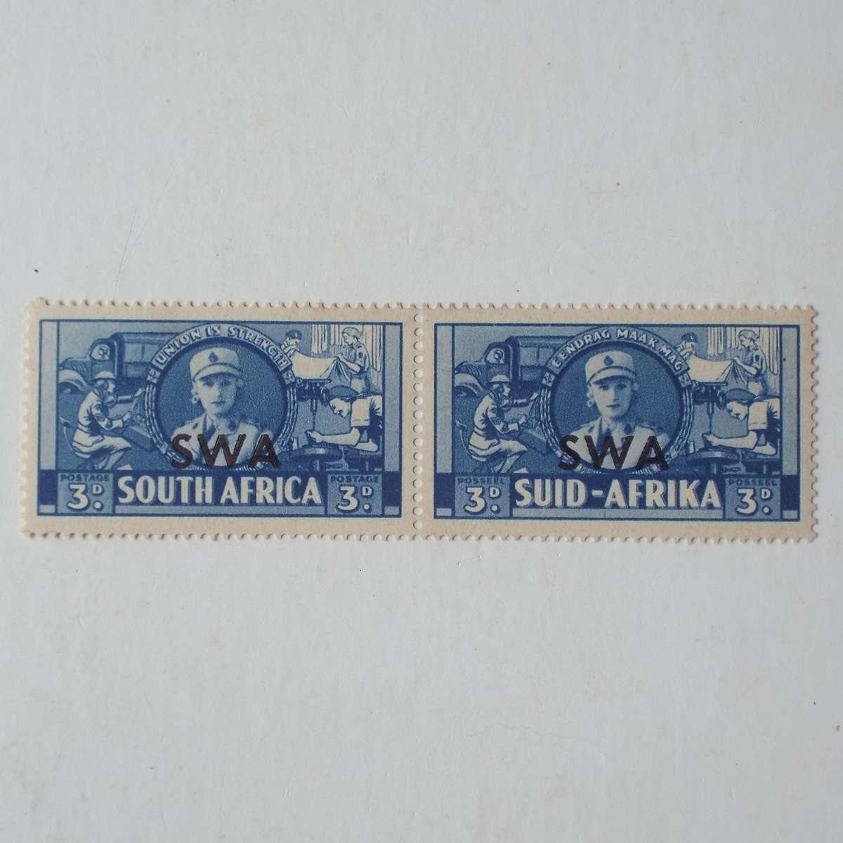 SWA - 1941-42 South African War Effort overprinted "SWA" in "Large Format" - 3d Blue - Unused
