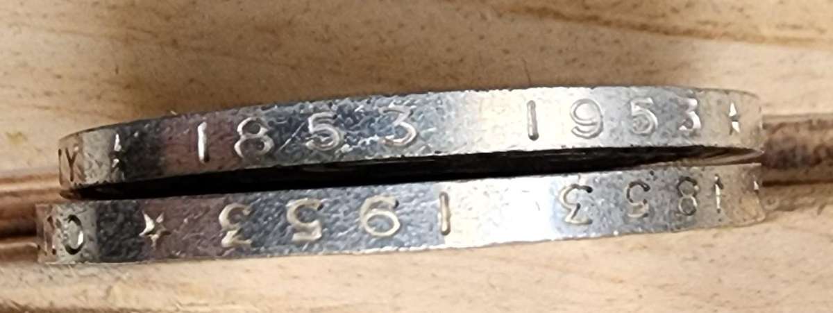 1953 Southern Rhodesia Crowns x 2. Both varieties of lettering on the rim