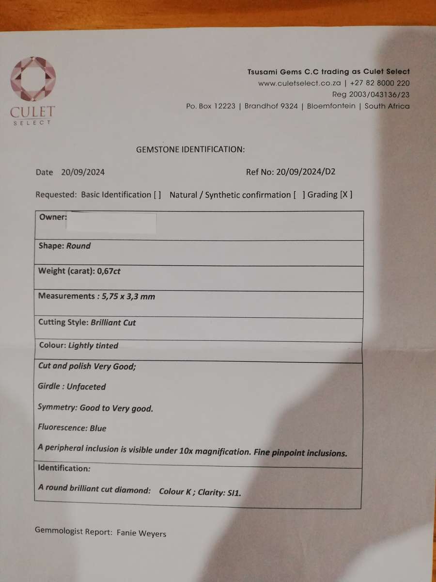 ** 0.67 CT ROUND DIAMOND * MINED NATURAL * REAL DEAL * PLUS CERTIFICATE * CRAZY R1 START **