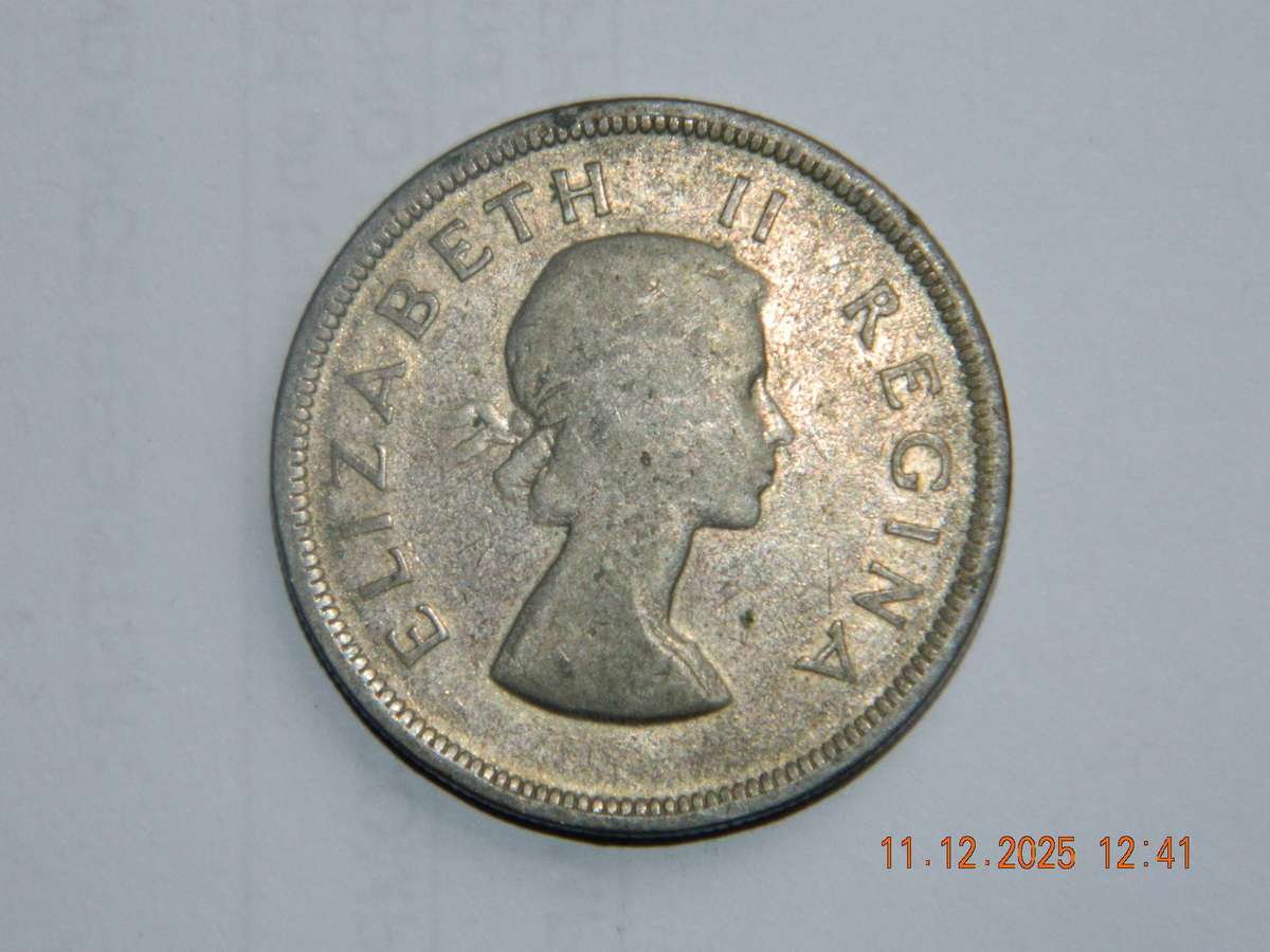 SOUTH AFRICA -   TWO AND A HALF SHILLING  COIN  -  1954