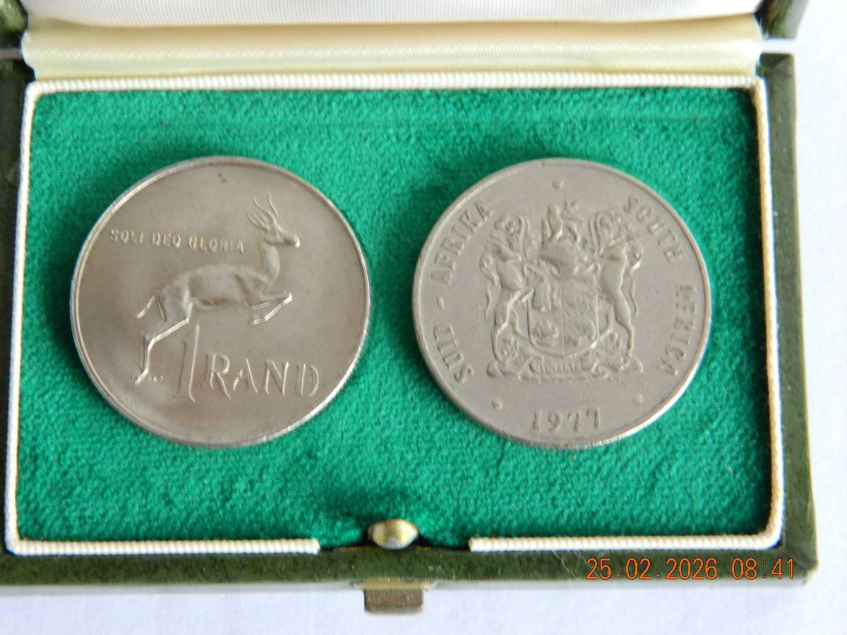 SOUTH AFRICA  -  ONE RAND COIN  -  SET OF TWO   -  1977  -