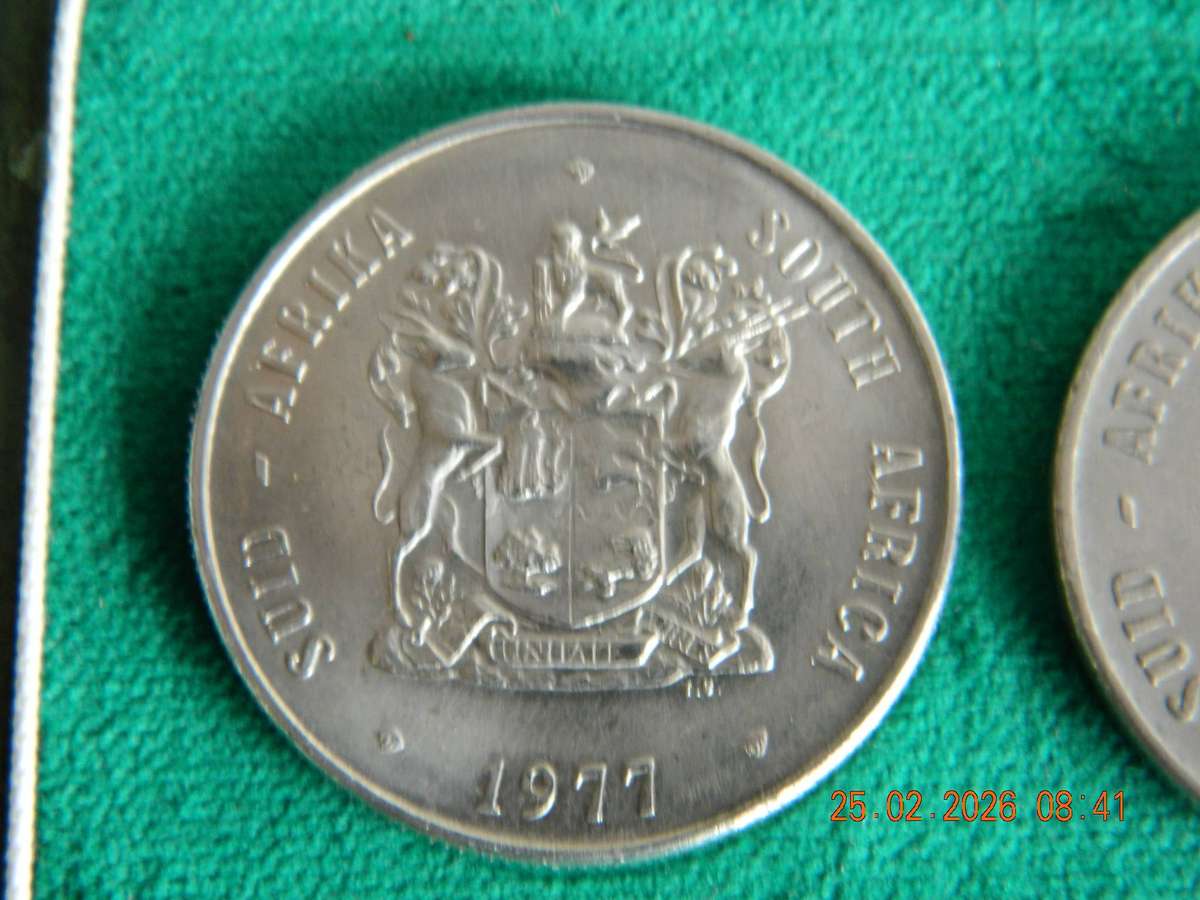 SOUTH AFRICA  -  ONE RAND COIN  -  SET OF TWO   -  1977  -