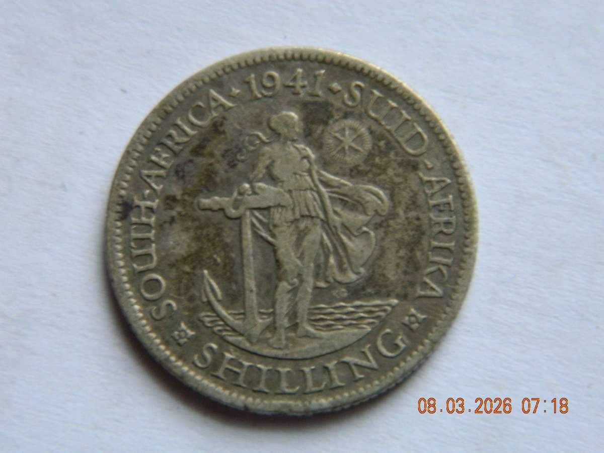 SOUTH AFRICAN UNION  -   ONE SHILLING  COIN  -  1941