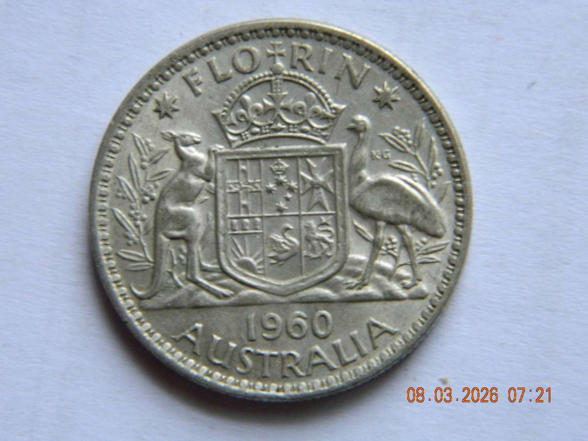 AUSTRALIA - FLORIN COIN  -  1960  -  50% SILVER
