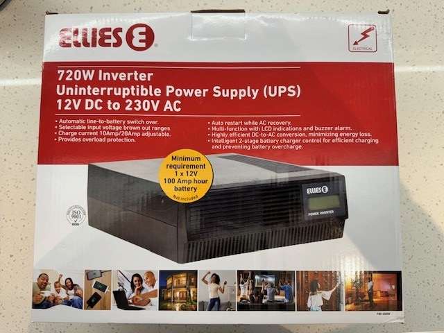 Ellies 720W 1200VA Inverter Uninterruptible Power Supply (UPS) 12v DC to 230v AC
