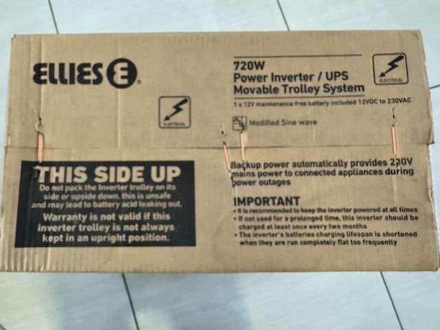 Ellies 720W 1200VA Inverter Uninterruptible Power Supply (UPS) 12v DC or 230v AC with trolley