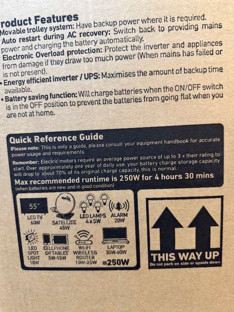 Ellies 1440W 2400VA Inverter Uninterruptible Power Supply (UPS) 24v DC or 230v AC with trolley