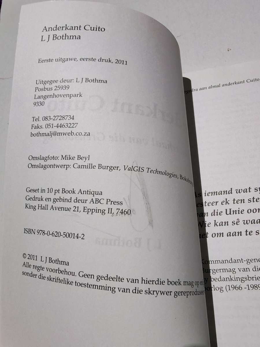 Anderkant Cuito - n Reisverhaal van die Grensoorlog - LJ Bothma (Book)