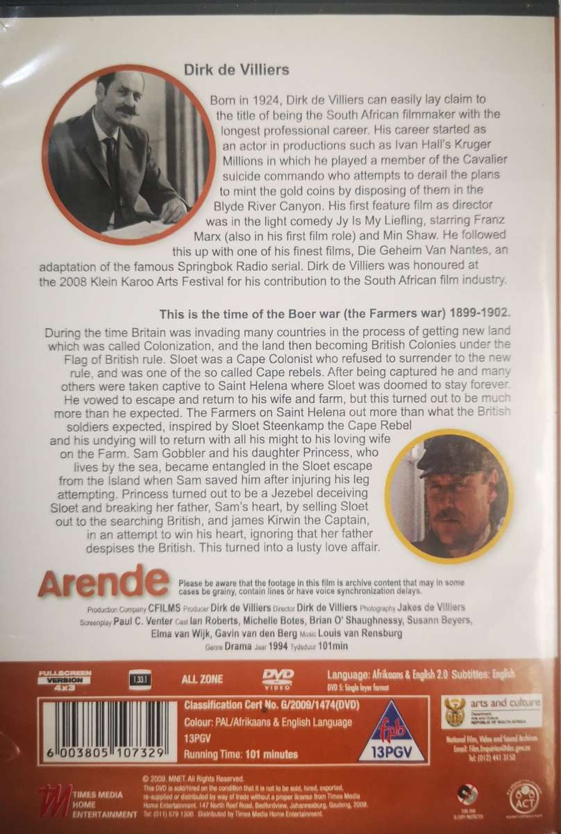Arende (Afrikaans DVD) [New]