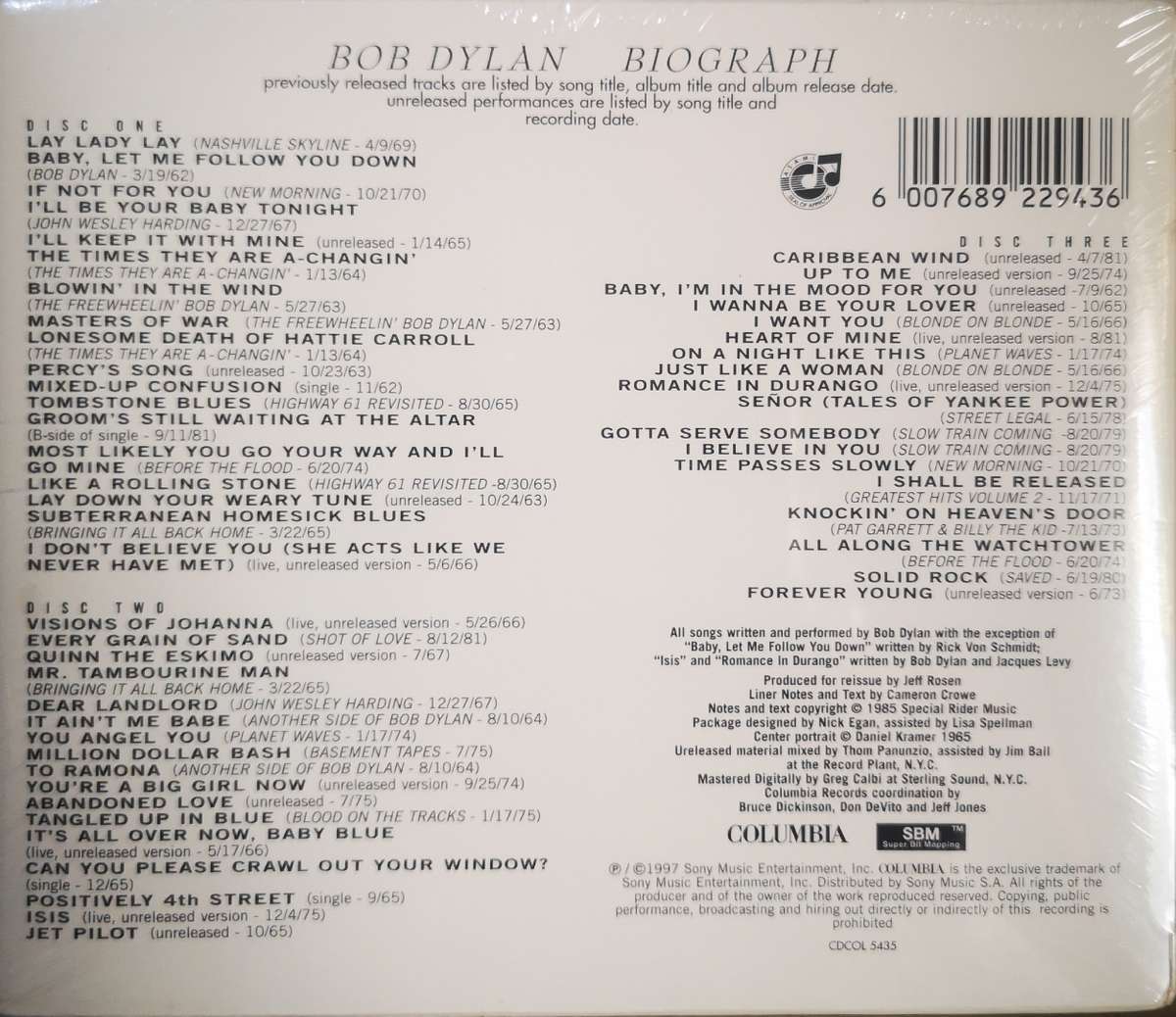 Bob Dylan - Biograph (3-CD) [New]