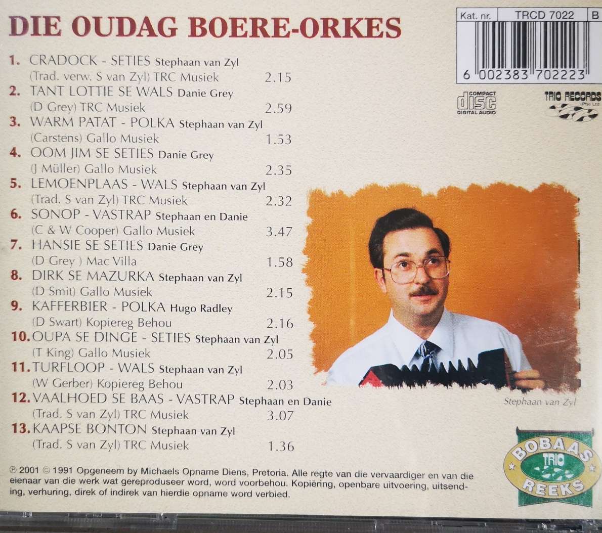 Die Oudag Boere-Orkes (met Stephaan van Zyl & Danie Grey) (CD)
