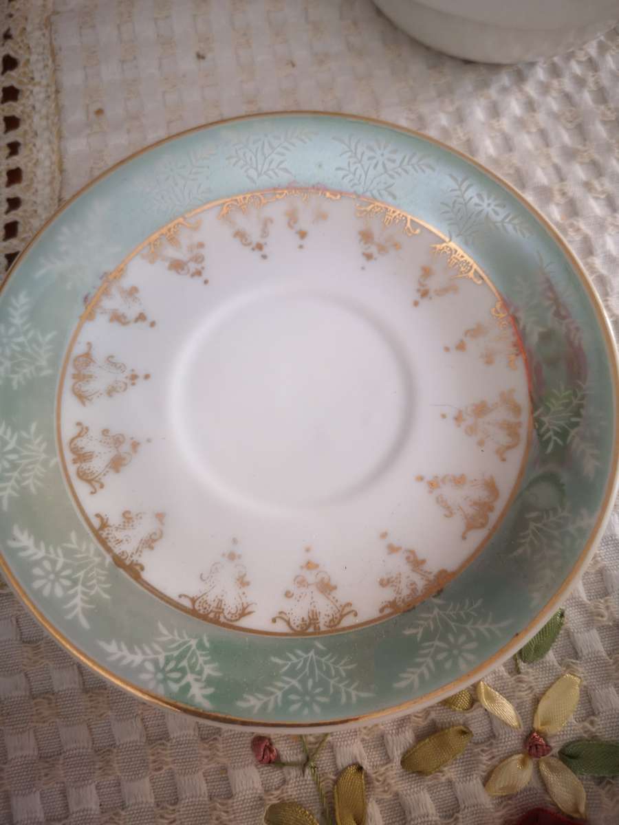 Tea for One and unmatched saucer (Light Green)