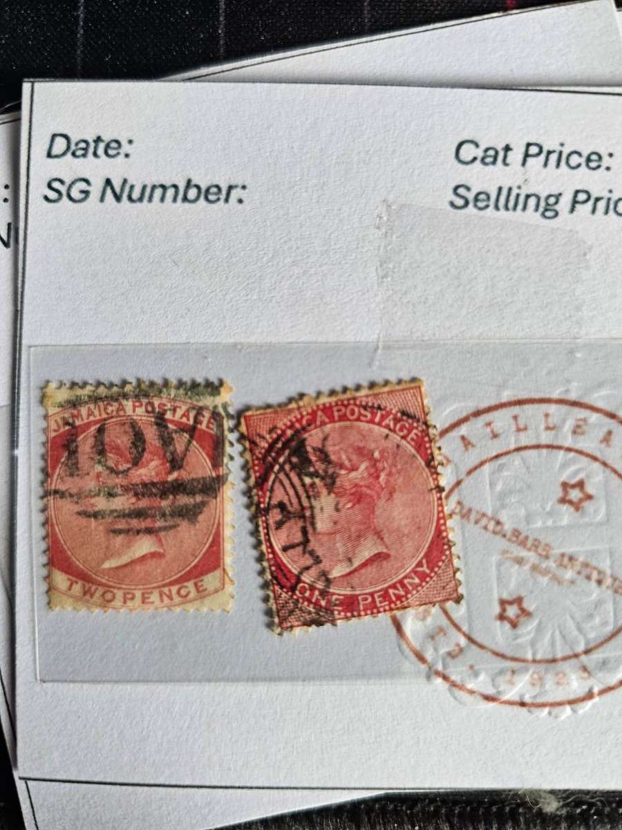 Jamaica postage one and two penny 1880's (lot of 2)